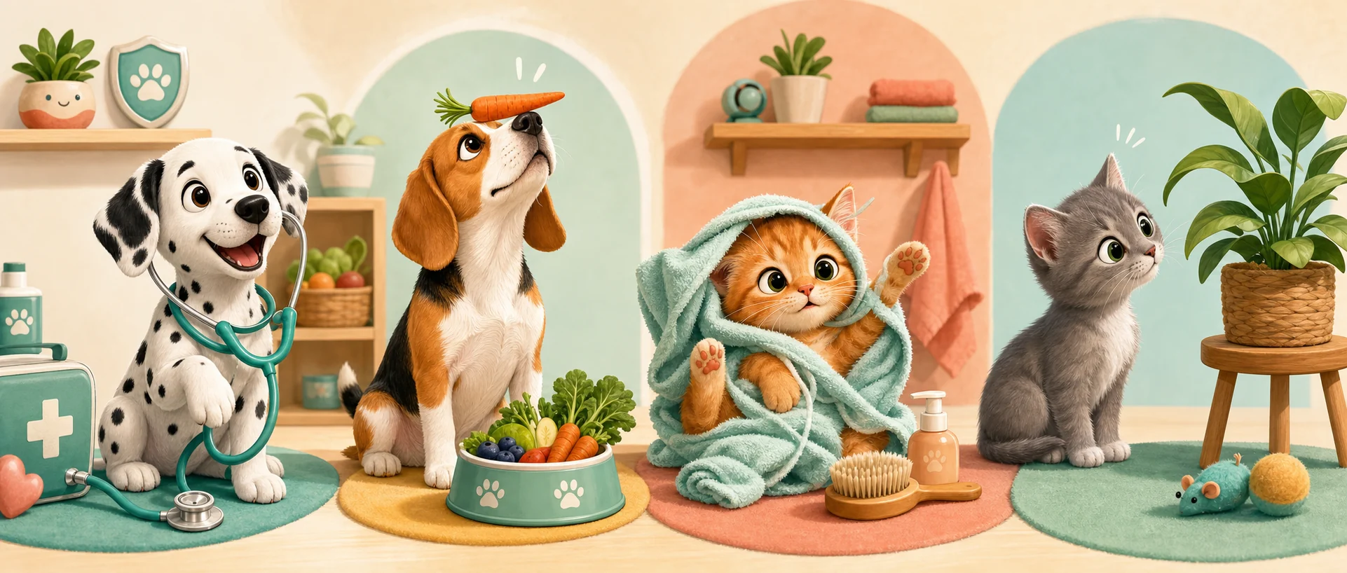 PawQi pet-care characters